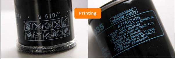Genuine oil filter and copy oil filter printing difference