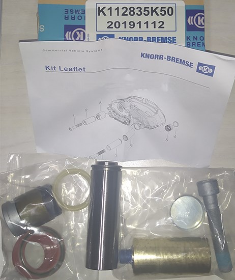 Knorr Bremse K112835K50 disc brake caliper guide pin seal repair kit with guide pin caliper bolt